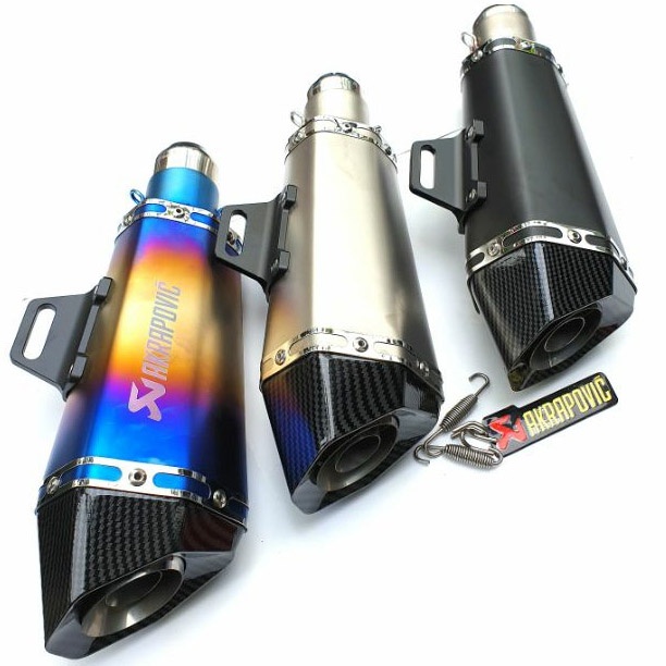 Pô Akrapovic Đùi Gà 7 Màu Đuôi Carbon Gắn Xe Máy