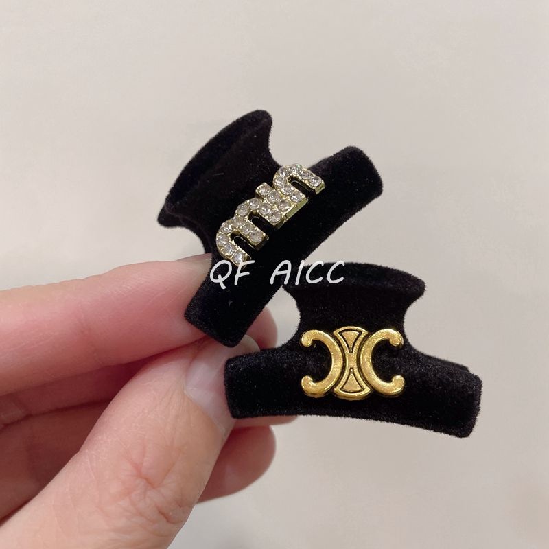 Kẹp Tóc Đính Kim Cương Giả Màu Vàng Đen Phong Cách Retro Mùa Thu Đông Cho Nữ