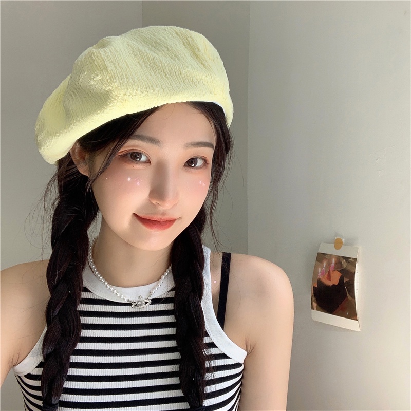 HMH®Mũ beret chất liệu độc đáo form ôm dễ phối đồ phong cách retro cá tính xuân hè cho nữ