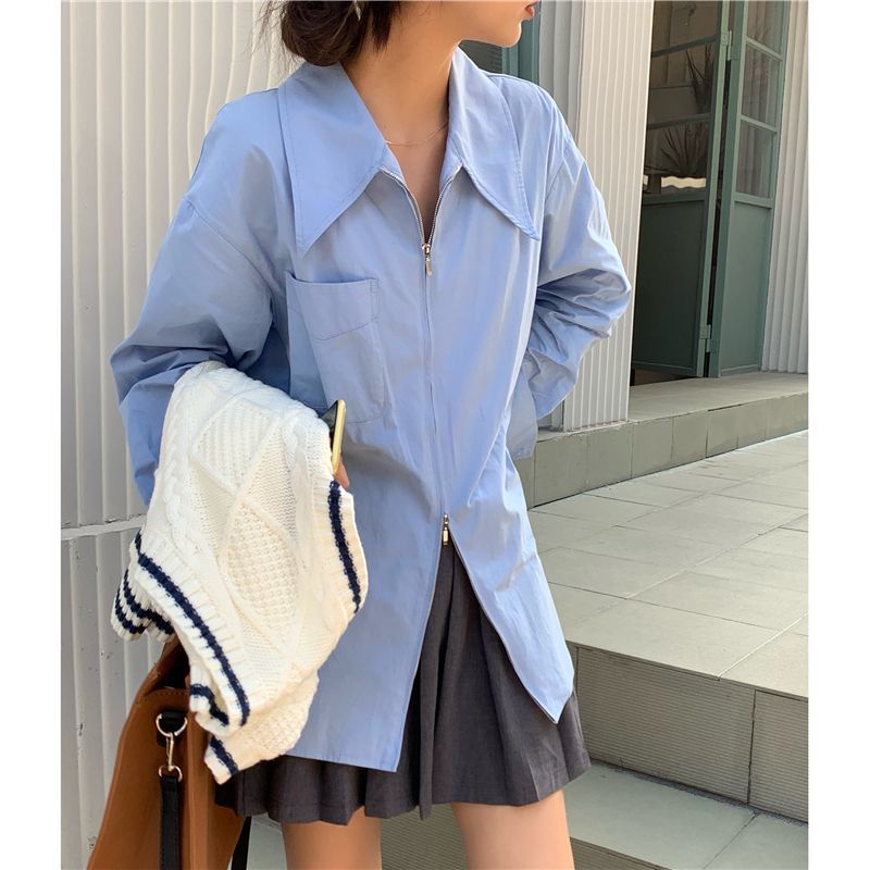 Áo Sơ Mi Tay Dài Phong Cách Retro Hàn Quốc