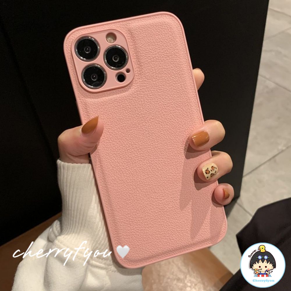 Ốp Điện Thoại Da Viền TPU Dẻo Màu Hồng Sang Trọng Chống Sốc / Mồ Hôi Cho IPhone 14 13 12 11 Pro Max X XR 8 7 Plus