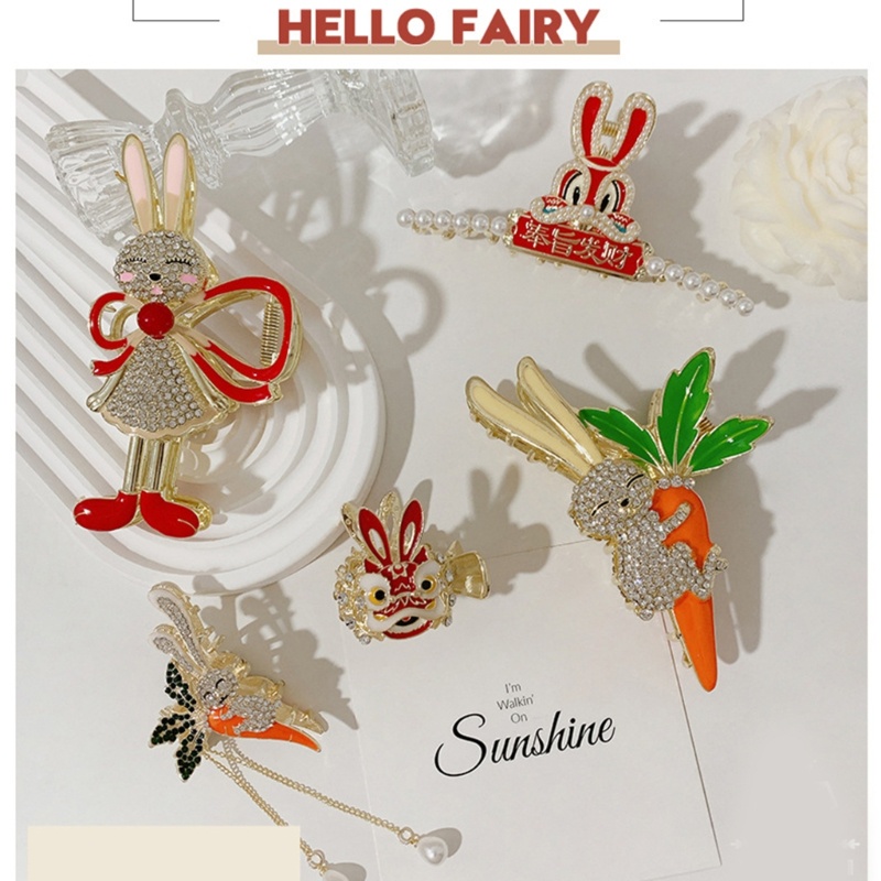 Kẹp Tóc Càng Cua Đính Đá Phối Tua Rua Phong Cách Trung Hoa