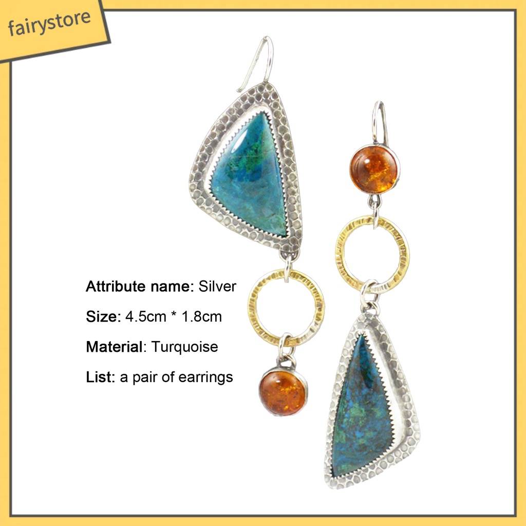 1 Đôi Bông Tai Tam Giác Đính Đá Ngọc Lam Giả Thời Trang Dành Cho Nữ