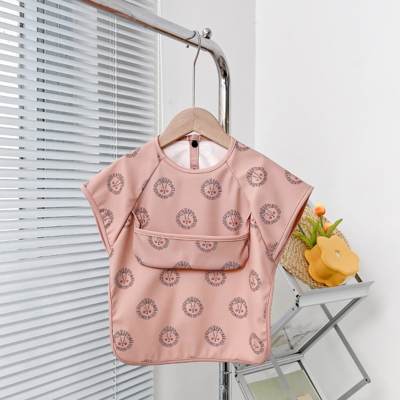 Yếm Ăn Da PU Không Tay Chống Thấm Nước Họa Tiết Hoạt Hình Dễ Thương Cho Bé