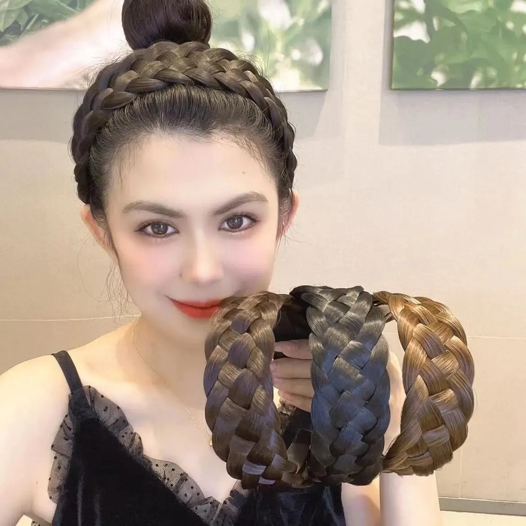 Băng Đô Tóc Giả Thắt Bím Xương Cá Co Giãn Chống Trượt Phong Cách Hàn Quốc Thanh Lịch Dành Cho Nữ