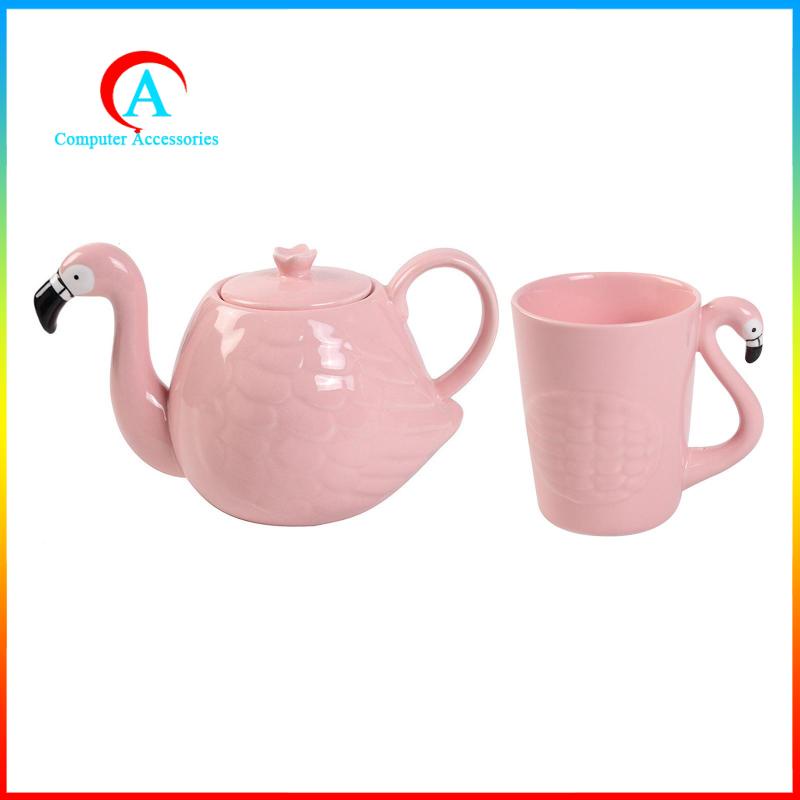 Ấm Trà Sứ Hình Chim Hồng Hạc 3D Sáng Tạo
