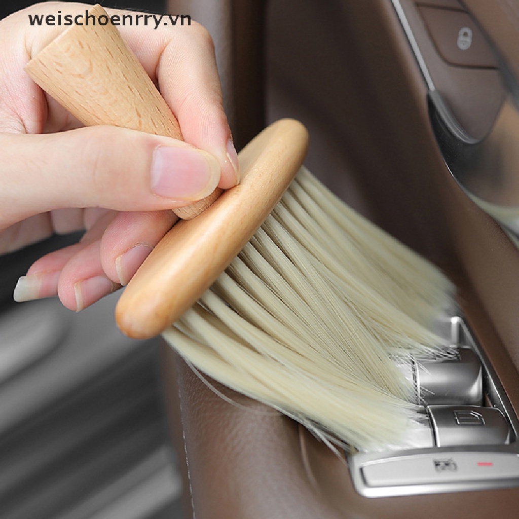Chổi Lông Mềm Quét Bụi Làm Sạch Khe Thông Gió Xe Hơi Bằng Gỗ Cứng