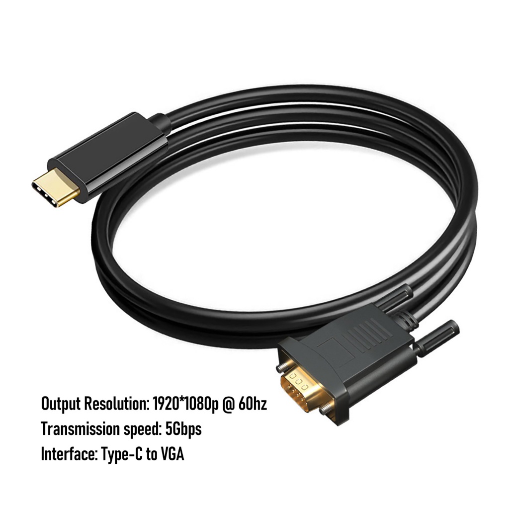 Cáp chuyển đổi LENOVO mini 1.8m độ phân giải cao 1080P Type-C 3.1 sang VGA USB-C cho máy chiếu