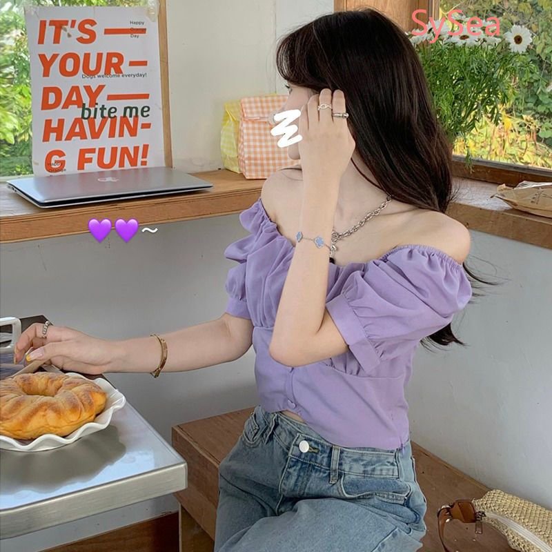 Áo Kiểu Tay Phồng Cổ Vuông Cỡ Lớn Thời Trang Mùa Hè Xinh Xắn Cho Nữ