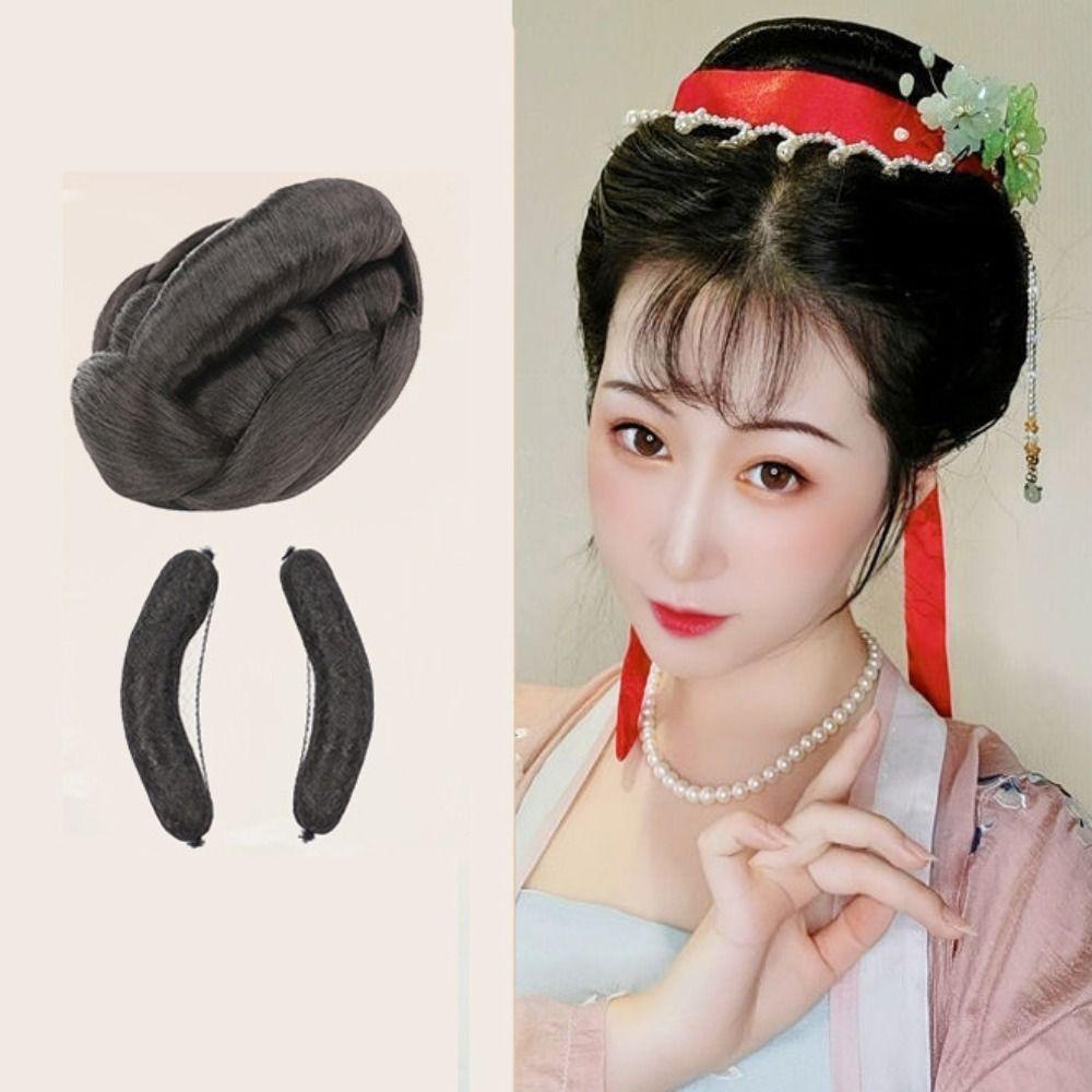 LOMBARD Tóc Giả Bện Bằng Sợi Tổng Hợp Tự Nhiên Phong Cách Hanfu Cổ Điển Dùng Làm Đạo Cụ Chụp Ảnh Cho Nữ