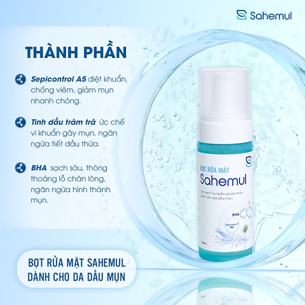 Combo 01 Kem Ngừa Mụn Sahemul 20gr &amp; 02 Bọt Rửa Mặt Sahemul Chuyên Dùng Cho Da Dầu Mụn