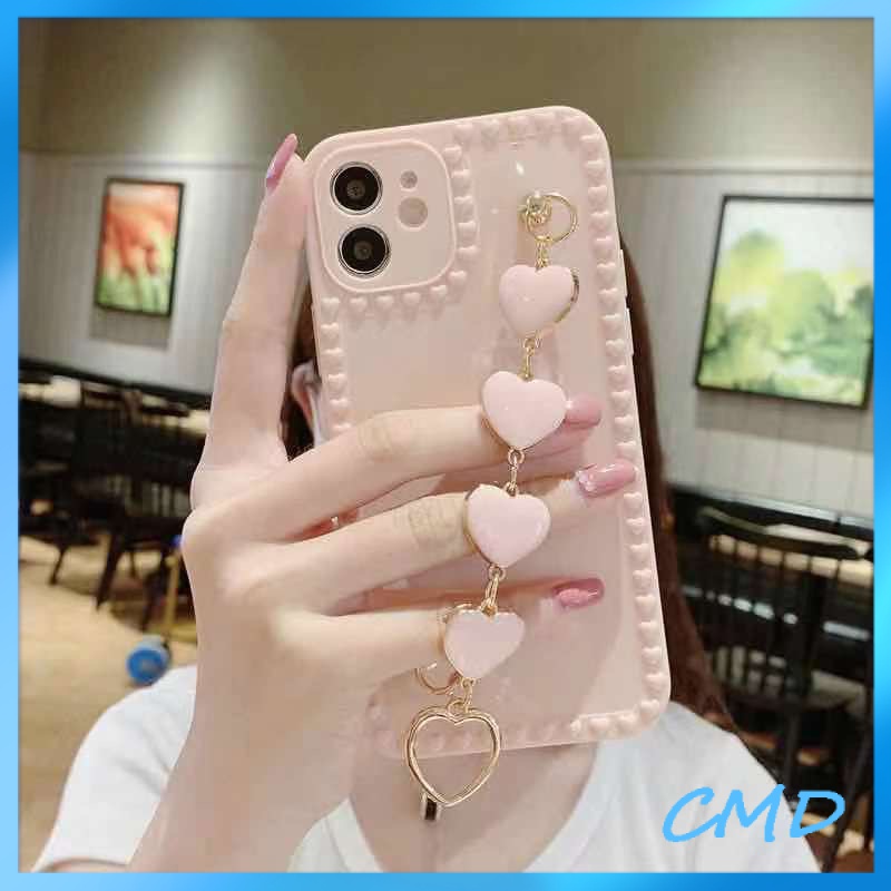 Ốp Lưng phone Vỏ điện thoại màu đồng với dây đeo hình trái tim Cho Iphone 6 / 6S / 6splus / se / 7 / 7plus / 8 / 8plus / X / xs / xsmax / 11 / 12 / 13 / 14 / Plus / pro / pro max-020