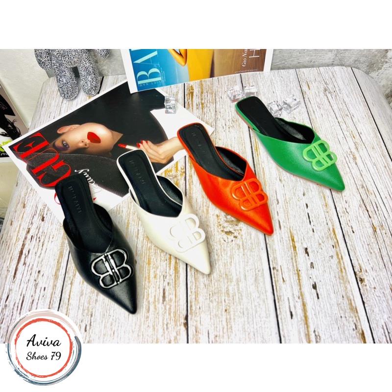 Giày sục mũi nhọn  da sần xinh xắn hót quanh năm.