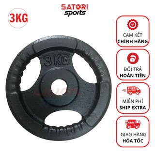 Tạ đĩa gang đúc 3kg giá rẻ , bánh tạ gang 3kg loại 1 đẹp phi lỗ 30 tập gym tại nhà - satori sport