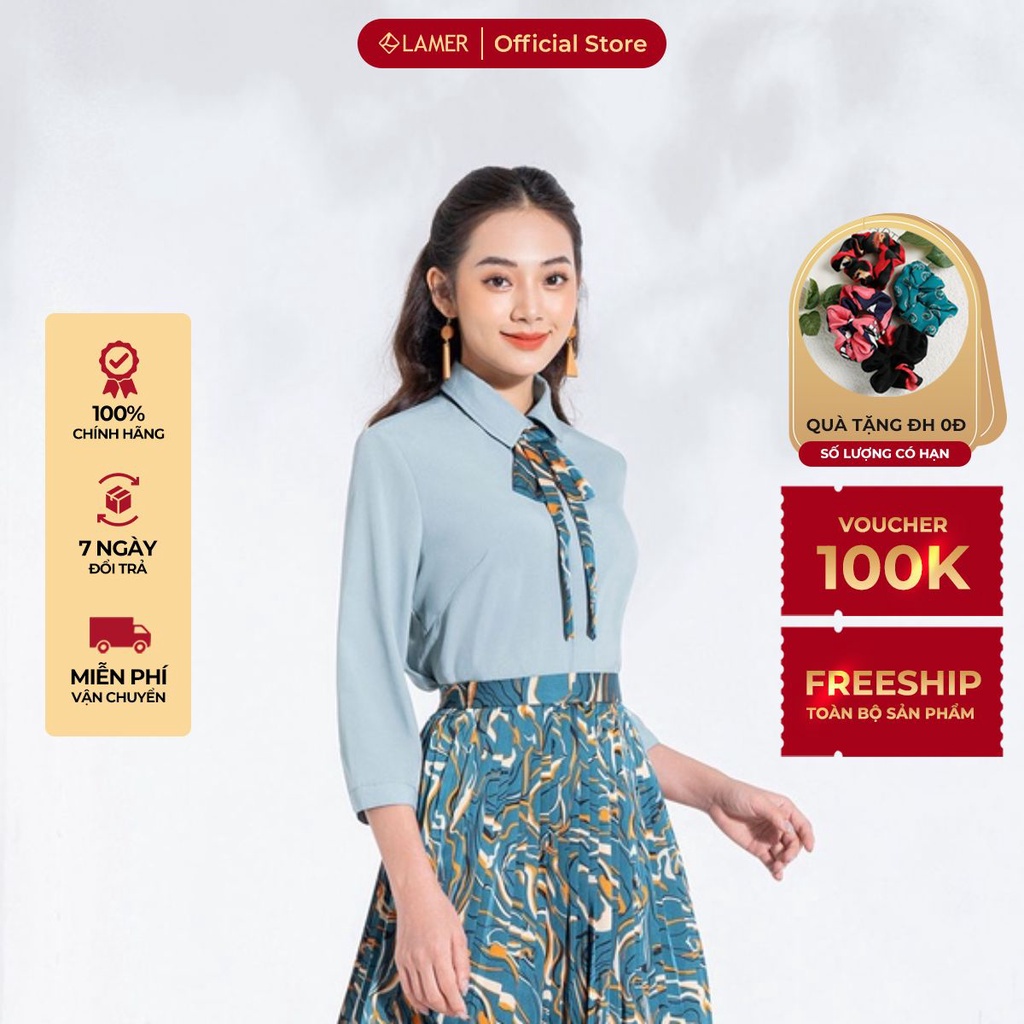 Áo sơ mi nữ cổ đức, nẹp dấu khuy LAMER O61H22Q002