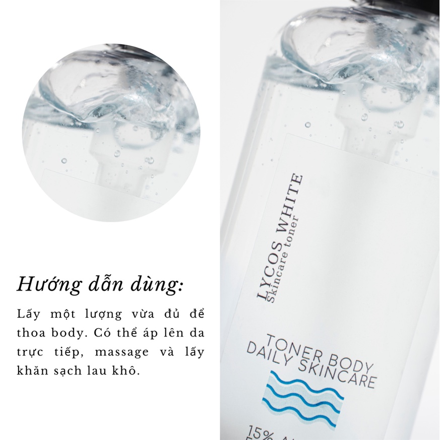 Toner Hyaluronic Acid 15% AHA Cleansing Làm Sạch Body Lycos White