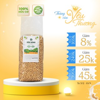 Đậu nành hữu cơ thuần chủng Ninh Thuận (túi 1KG) - Hạt dinh dưỡng loại 1 không biến đổi gen, làm sữa, nấu ăn,...