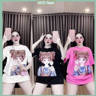 Áo Thun Nữ Áo Phông Nữ IN Hình Cô Gái Form Rộng Tay Lỡ Freesize