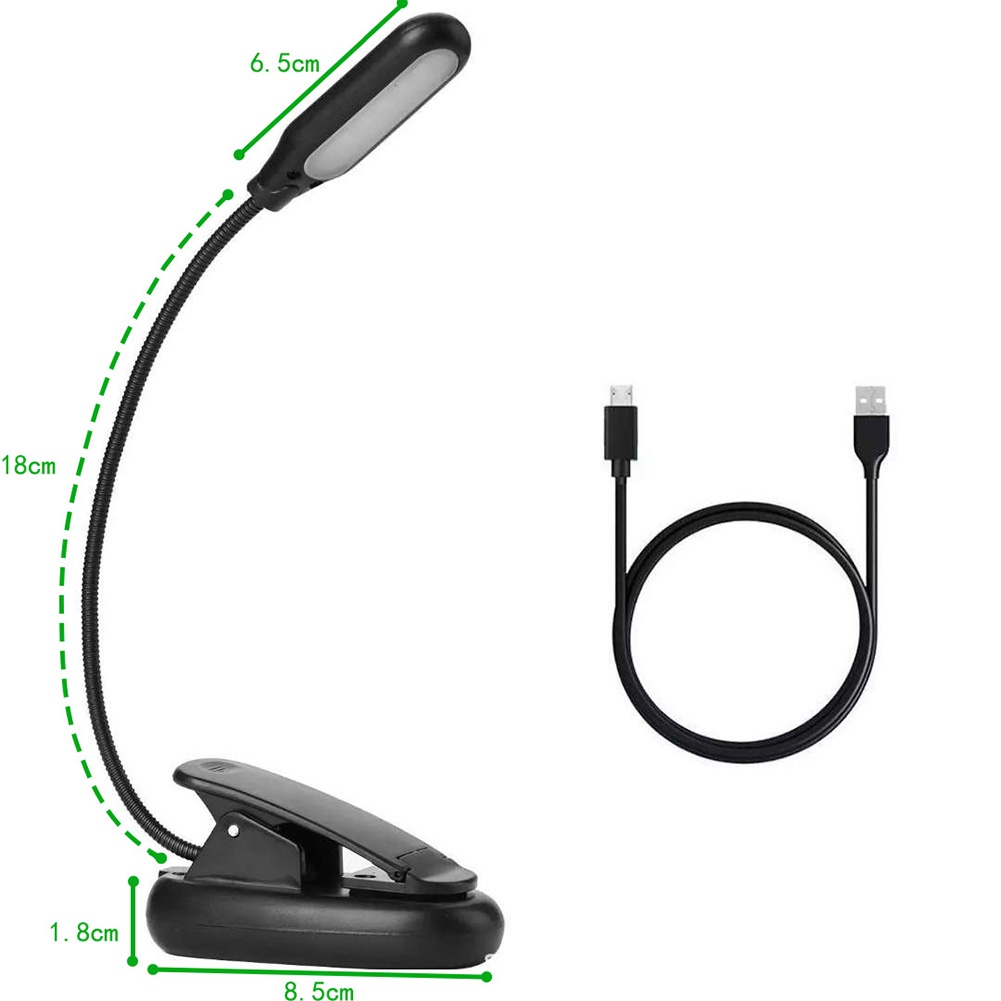 LED Reading Book Light With Flexible Clip USB Rechargeable Lamps For Reader