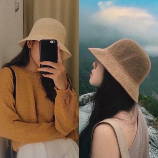 Mũ cói đi biển chữ M phong cách Hàn Quốc