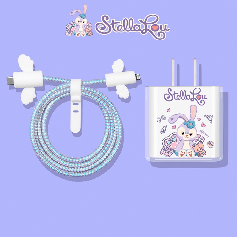 Ốp Điện Thoại Dẻo Màu Laser Họa Tiết Hoạt Hình Chú Chó / Thỏ Dễ Thương Cho Iphone 18 / 20W Kèm Dây Cáp 1.6m