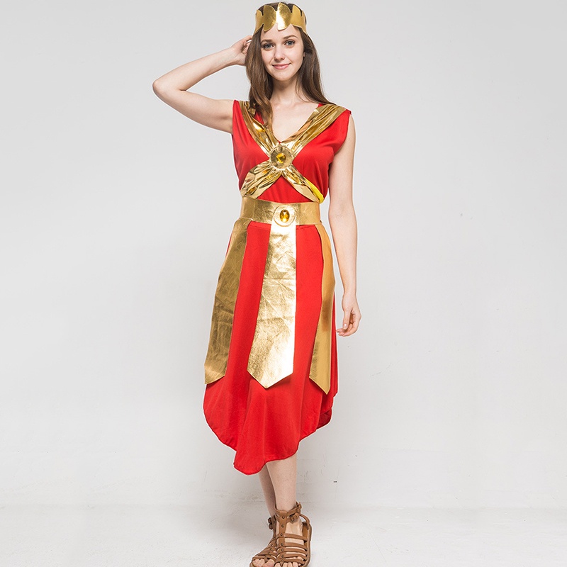 Đầm Hóa Trang Halloween Màu Đỏ Phong Cách Nữ Thần Hy Lạp Cho Nữ