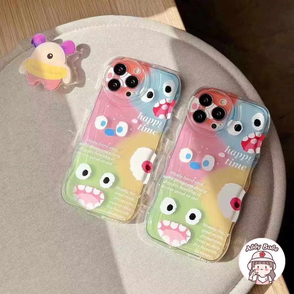 Ốp Điện Thoại TPU Mềm Bo Viền Chống Bẩn Màu Gradient Hình Quái Vật Hoạt Hình Cho IPhone 14 Pro Max 13 12 11 Pro Max