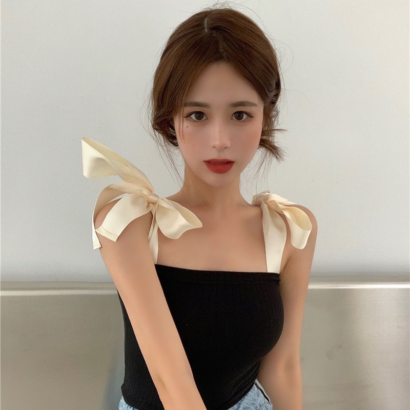 Áo Hai Dây Sát Nách Đính Nơ Quyến Rũ Cho Nữ