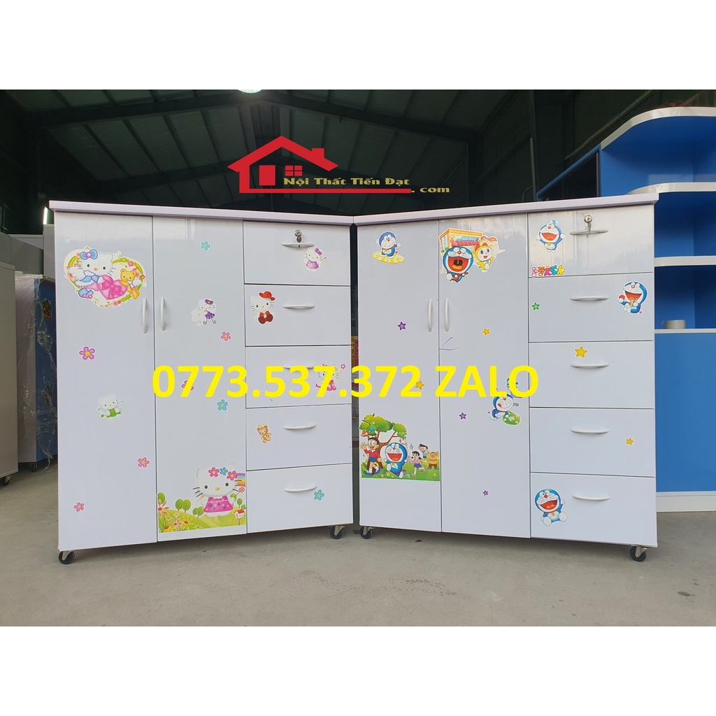 Tủ trẻ em 2 cánh 5 hộc kéo nhựa Đài Loan ,cao 1m25x1m05x42 Đủ màu sắc giá xưởng ,giao nhanh hcm 60P