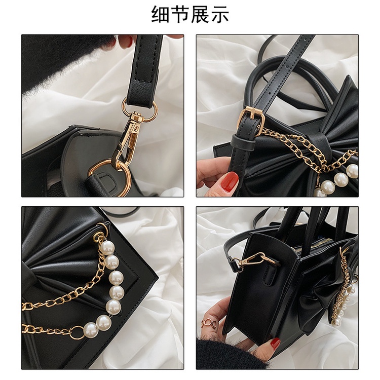 Túi Xách JASMIN NOIR Da PU Hình Hộp Phối Dây Xích Thời Trang Dành Cho Nữ