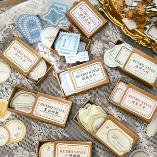Bộ 45 miếng giấy note giấy ghi chú retro style hộp giấy craft màu nâu