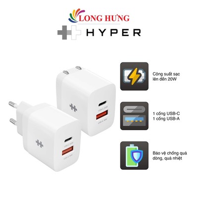 Cốc sạc HyperJuice 20W Charger 1USB 1Type-C HJ205/HJ205EU - Hàng chính hãng