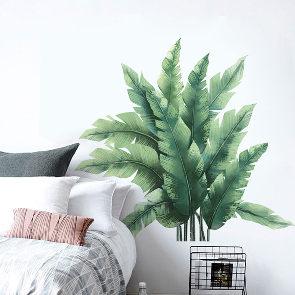 Miếng Dán Tường Trang Trí Phòng Khách Hình Cây Lá Nhiệt Đới DIY