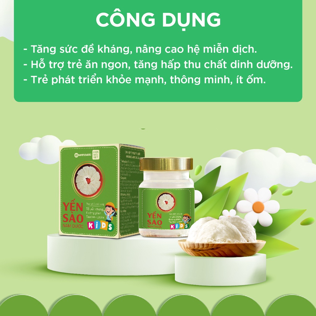 [COMBO 10 Hộp] Yến sào Nam Dược Kids lọ 70ml tổ yến chưng đường phèn hỗ trợ đề kháng, bổ sung dưỡng chất cho trẻ