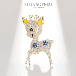  Trâm Cài Hươu Đính Đá Zircon Ghim Con Nai Dễ Thương Phụ Kiện Quần Áo Thời Trang Quà Tặng Unisex 