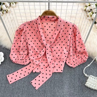 (Order) Áo croptop chấm bi nhiều màu