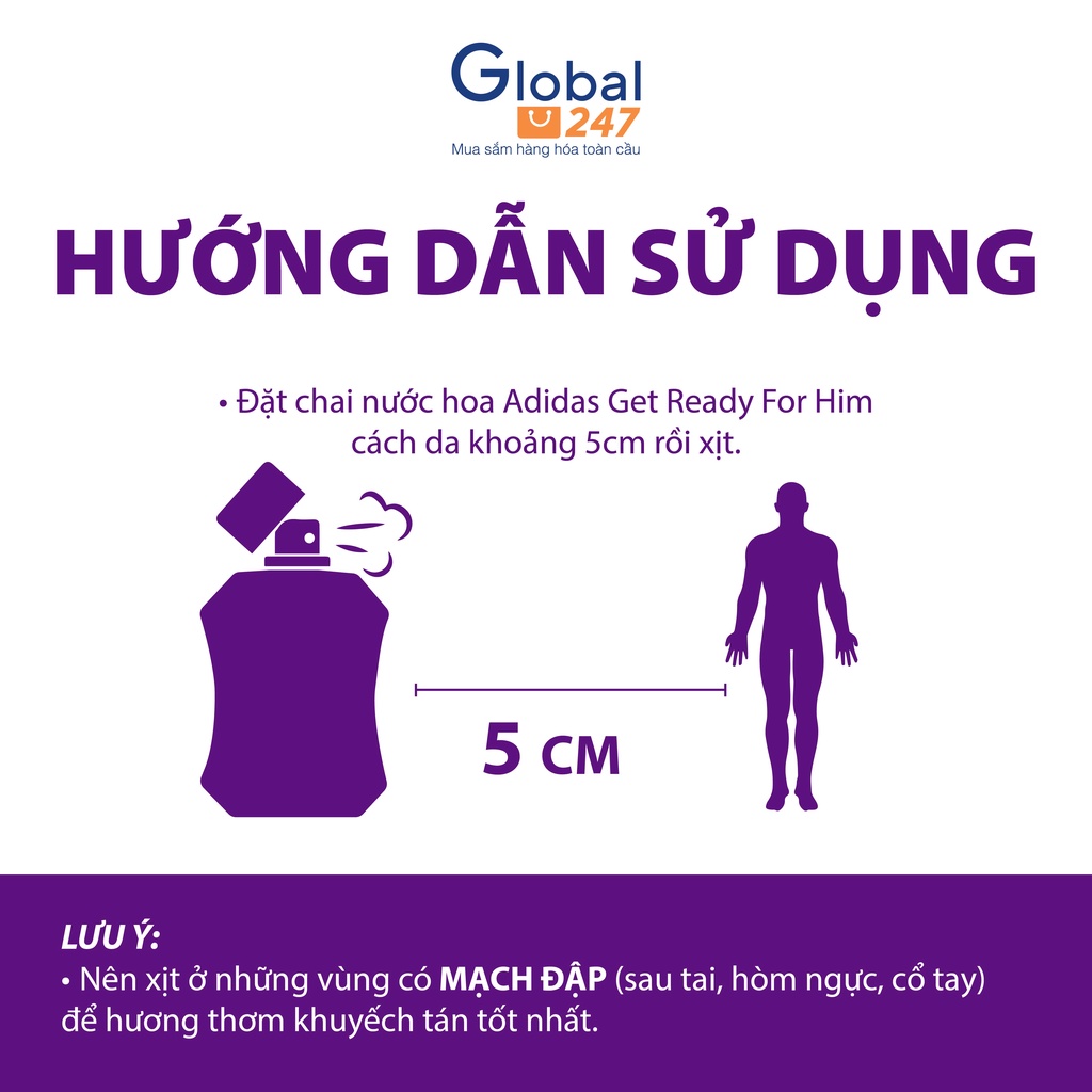 Nước hoa Adidas body fragrance Nam tính tạo cảm giác mạnh mẽ 75ml - Hàng UK