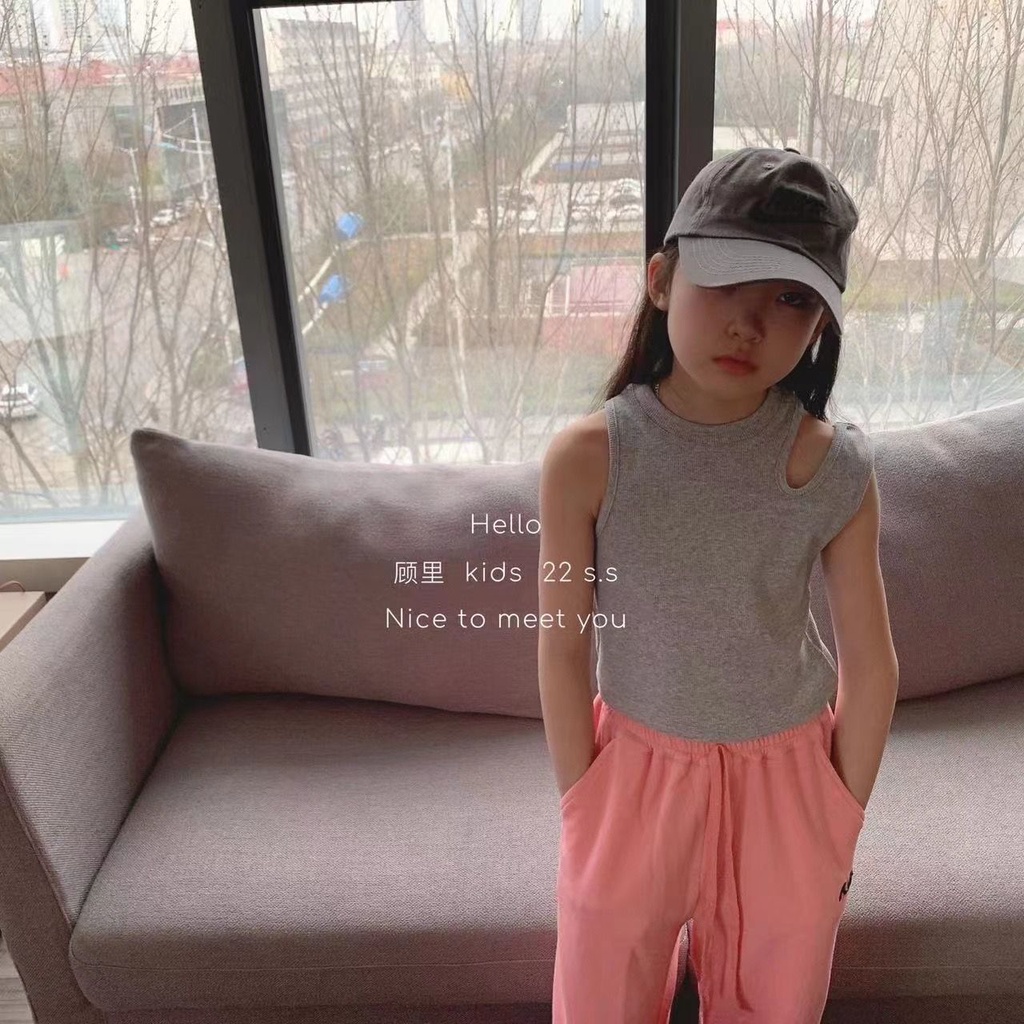 Áo Tank Top Sát Nách Màu Trơn Chất Liệu Cotton Thời Trang Mùa Hè Cho Bé Gái