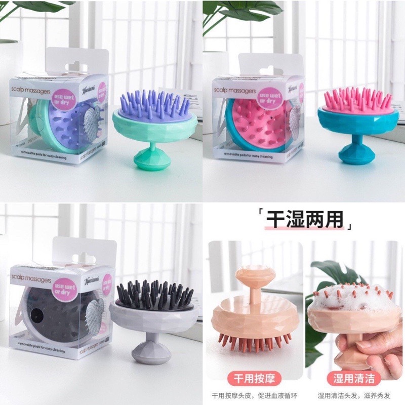 Lược gội đầu bằng silicon mát xa da đầu sạch gàu giảm rụng kích thích mọc tóc