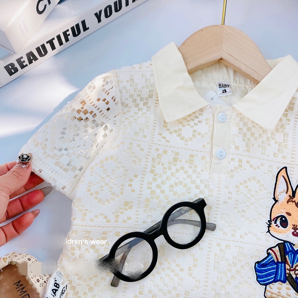 Váy bé gái ren phom suông hình thỏ đáng yêu 9kg đến 25kg