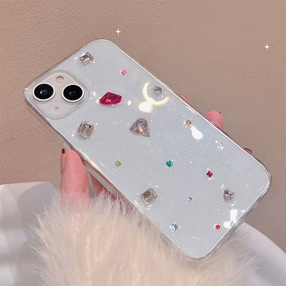 Ốp Điện Thoại TPU Mềm Chống Sốc Chống Dấu Vân Tay Đính Kim Cương Lấp Lánh Cho IPhone 11 12 13 14 Pro Max