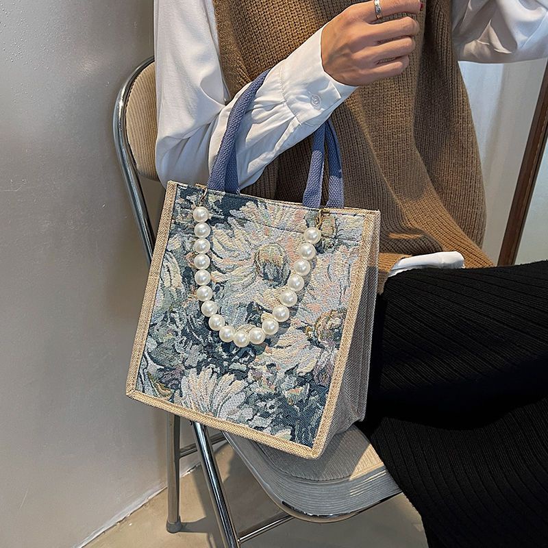 Túi Xách Tote Cỡ Lớn Họa Tiết Tranh Sơn Dầu Vẽ Hoa Cúc Thời Trang Cho Nữ