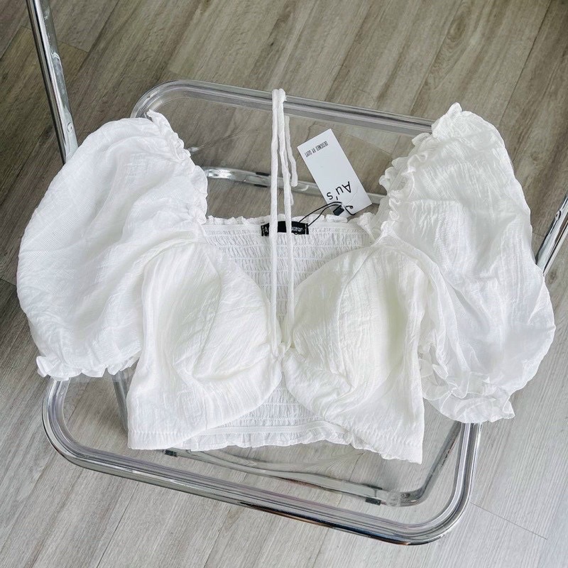 [Ảnh Thật] QM11 ÁO XỐP TAY NGẮN- ÁO KIỂU THẮT NƠ CÓ MÚT NGỰC TAY PHỒNG NHẸ DÁNG CROPTOP CHIZISHOP