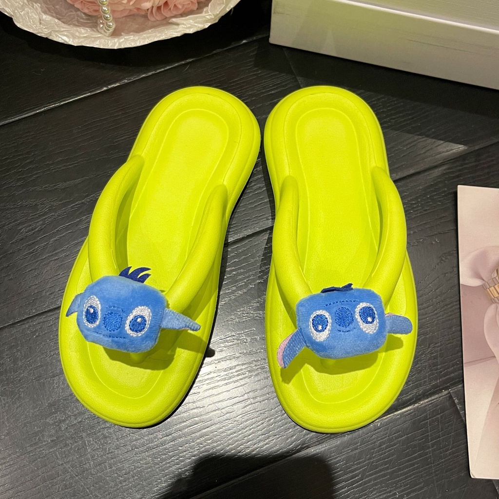 Dép Xỏ Ngón Đi Trong Nhà Chống Trượt Họa Tiết Hoạt Hình Stitch Dễ Thương Cho Bé