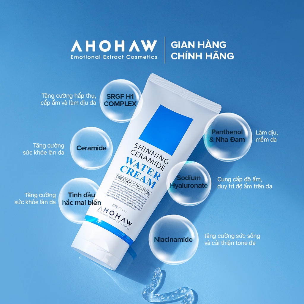 Kem Dưỡng Ẩm Phục Hồi Da AHOHAW Shinning Ceramide Water Cream 80g Ahohwa