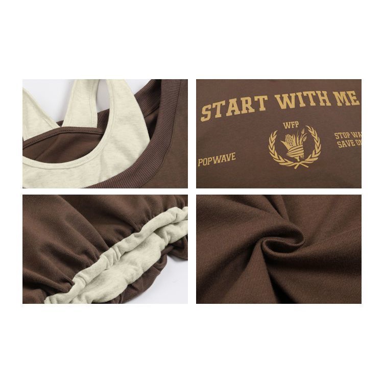 Áo Thun Ngắn Tay Giả Hai Lớp Phong Cách Hàn Quốc Thời Trang Mùa Hè Hàng Mới Dành Cho Bạn Nữ