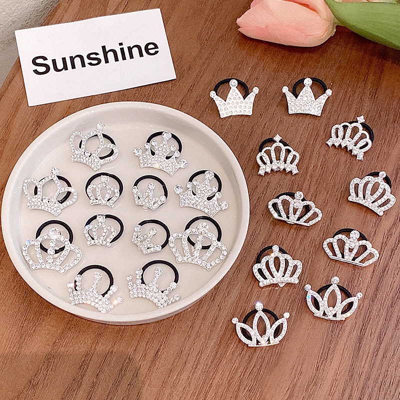 Dây Buộc Tóc Cao Su Hình Vương Miện Nhỏ Xinh Phong Cách Hàn Quốc Cho Bé Gái