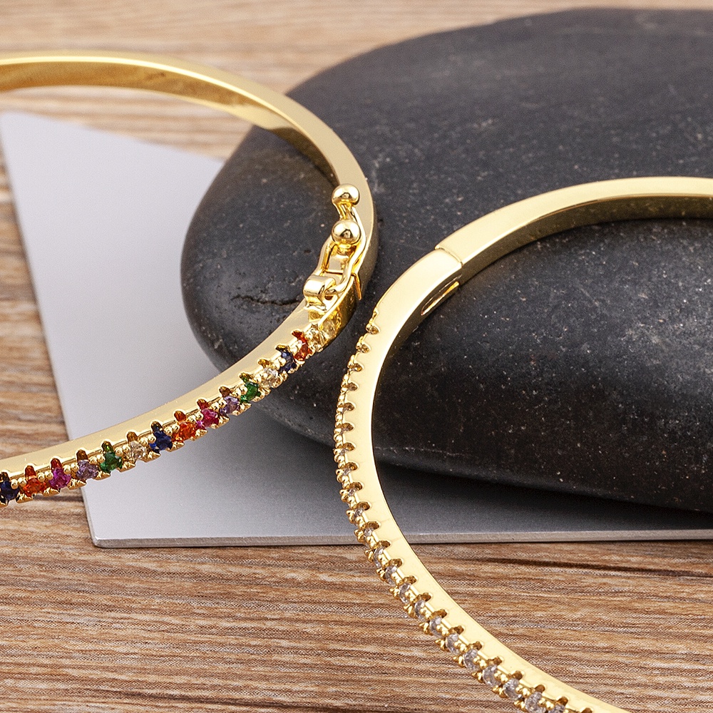 Vòng Tay Mỏng Đính Đá Zirconia Nhiều Màu Sắc Chất Lượng Cao Cho Nữ