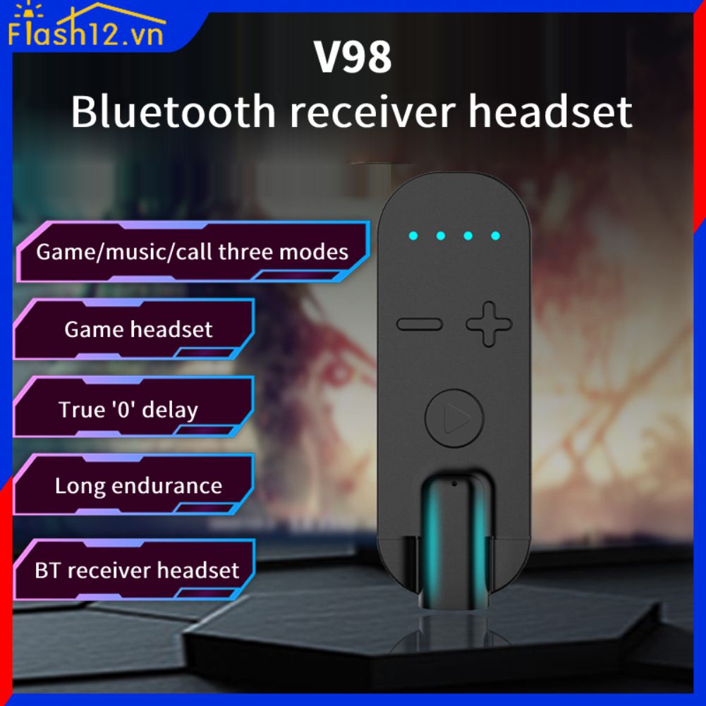 Bộ Chuyển Đổi Tai Nghe Có Dây Kẹp Cổ V98 Bluetooth 5.1 Enc Khử Tiếng Ồn Tai Nghe Hifi Độ Trễ Thấp Chơi Game/Nghe Nhạc/Gọi Điện Flash12_vn