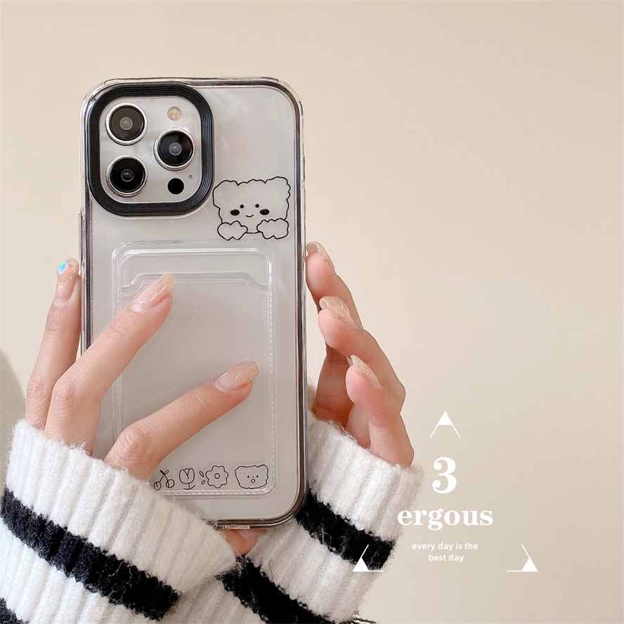 Ốp Điện Thoại TPU Mềm Trong Suốt Có Ngăn Đựng Thẻ 3 Trong 1 Cho IPhone 14 13 12 11 Pro Max X XR Xs Max 8 7 6 6s Plus SE 2020